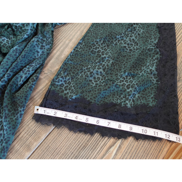 Victoria's Secret Robe Womens XS S Green Leopard Print Lace Satin Kimono Belted - Picture 8 of 10